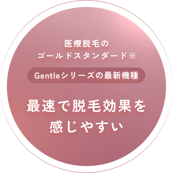 ”医療脱毛のゴールドスタンダード※Gentleシリーズの最新機種最速で脱毛効果を感じやすい”